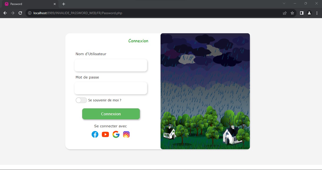 UI WebDev Validation du formulaire de connexion avec Shake Effect Appl