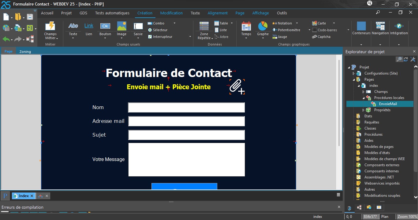 Formulaire de contact, envoie mail + pièce jointe