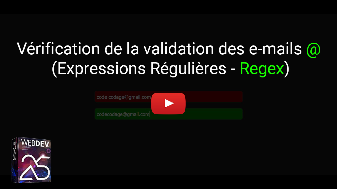 Vérification de la validation des e-mails (Expressions Régulières Regex)