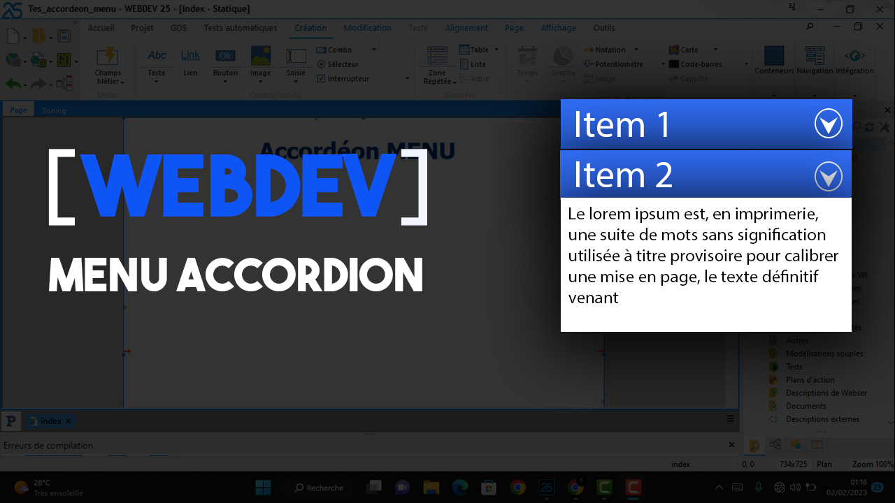 Tuto WebDev  créer un simple  Menu accordéon