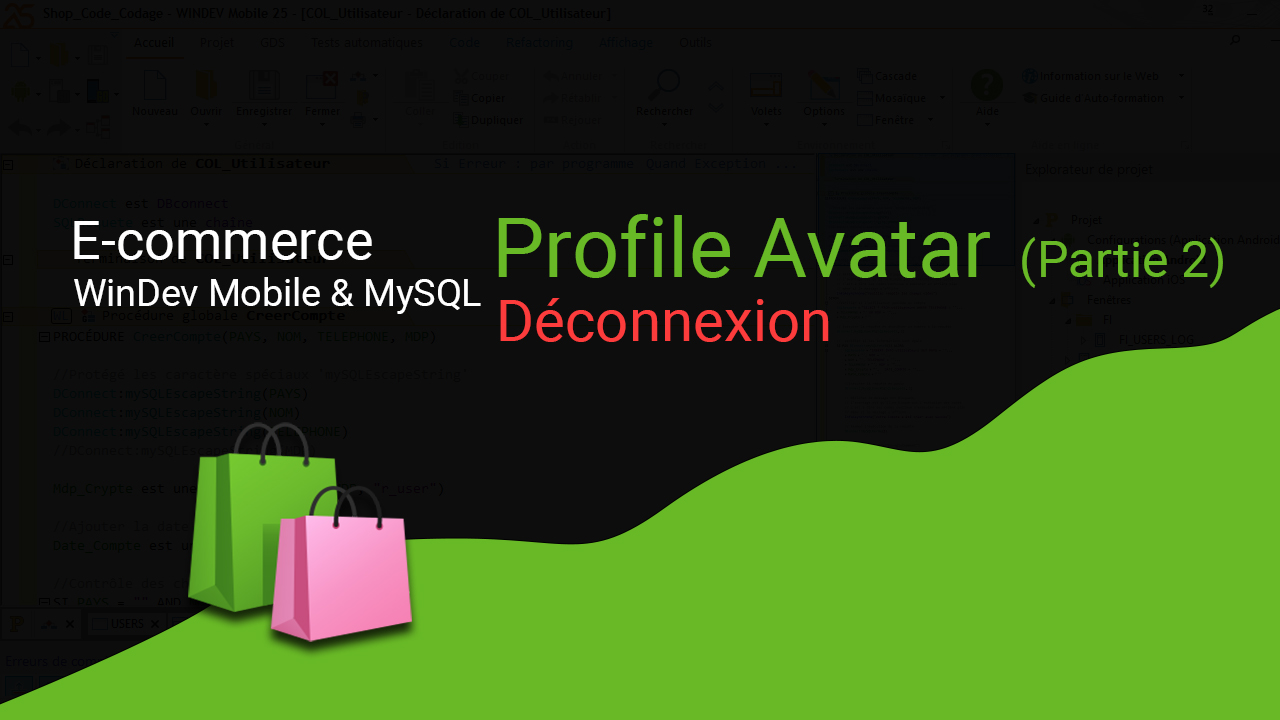 E commerce WinDev Mobile et MySQL ~ Profile Avatar ~ Partie 2 Déconnexion