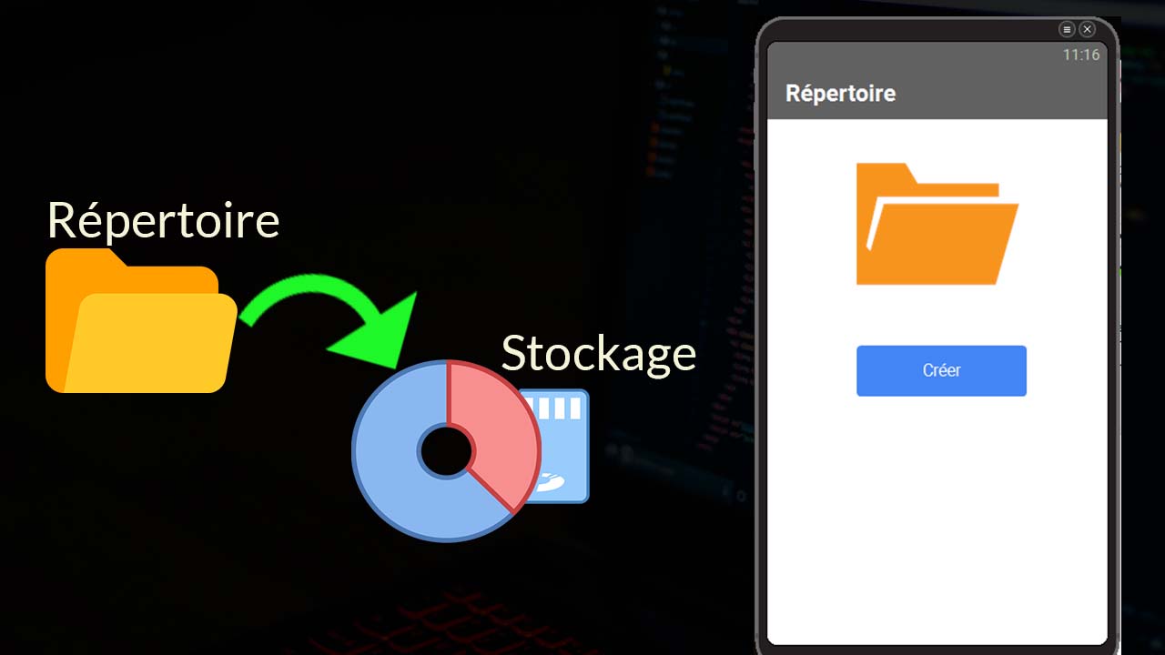 Créer le Répertoire dans le stockage Mobile (Files manager)