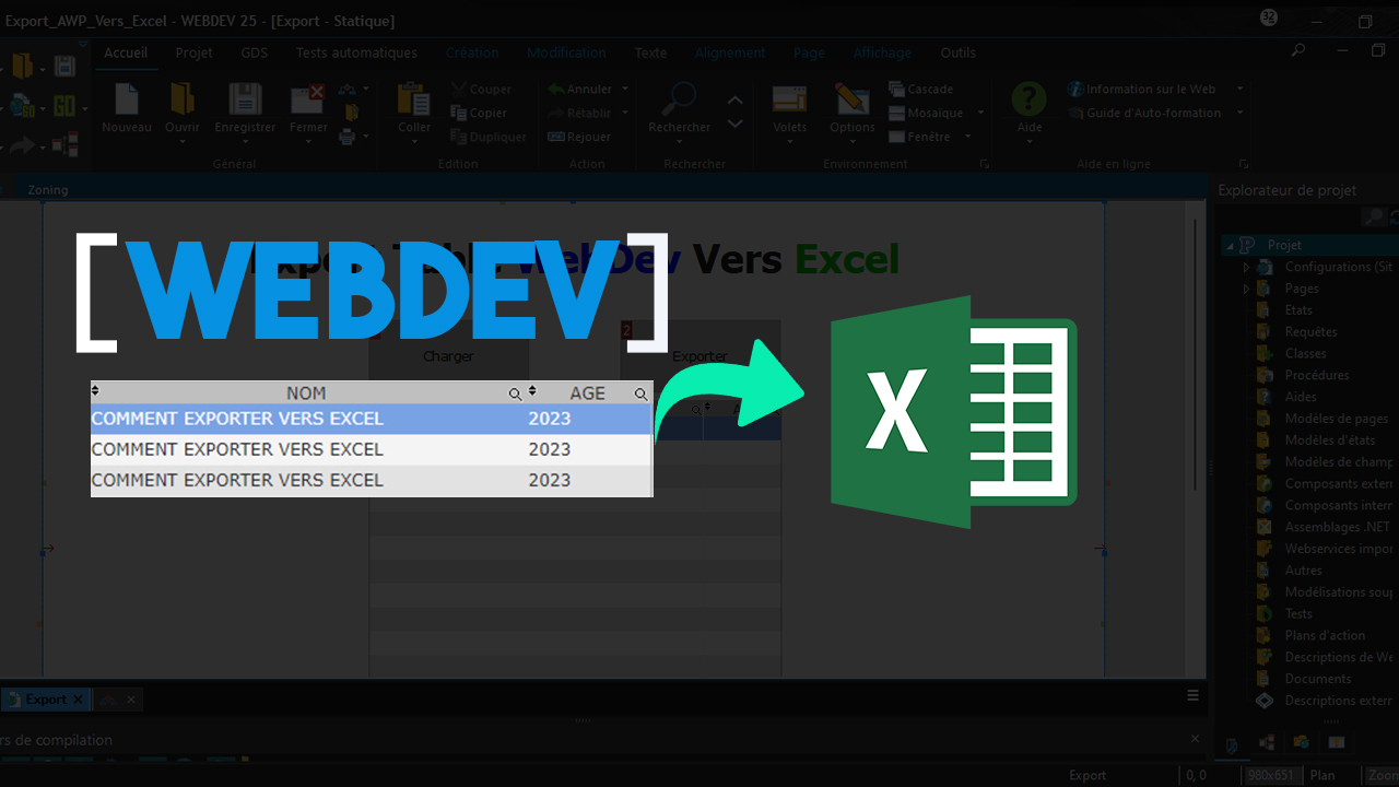 Tutoriel WebDev Exporter les données d'un champ table vers un fichier Excel (.xls)